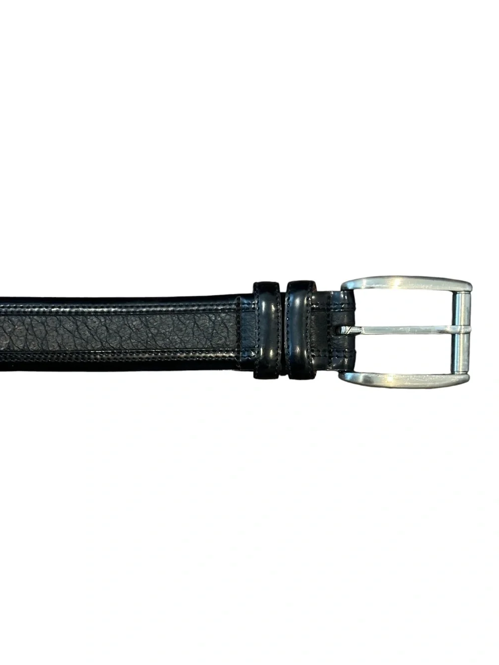 Mezlan 7090 Textured Calfskin Leather Dress Belt Black Men’s 36 Made in Spain